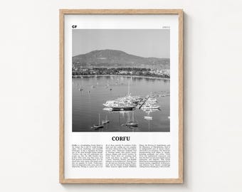Corfu Poster Print, Black and White Wall Art, Greece