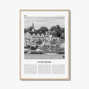 Lunenburg Print Black and White, Lunenburg Wall Art, Lunenburg Poster, Lunenburg Photo, Lunenburg Décor, Lunenburg Map, Nova Scotia, Canada