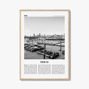 Pier 39 San Francisco Poster Print Black and White, Pier 39 Photo, California Wall Art