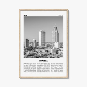 Impression d'affiche pour mobile en noir et blanc, photo de la tour RSA Battle House, art mural Alabama