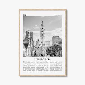 Philadelphia Print Black and White No 1, Philadelphia Wall Art, Philadelphia Poster, Philadelphia, Pennsylvania, USA United States