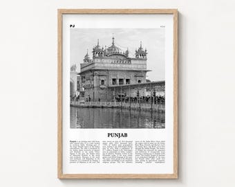 Punjab Poster Print, Black and White Golden Temple Wall Art, India