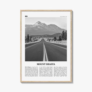 Mount Shasta Print Black and White, Mount Shasta Wall Art, Mount Shasta Poster, Mount Shasta Photo, Mount Shasta Décor, California, USA