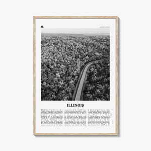 Illinois afdrukken zwart-wit nr. 2, Illinois Wall Art, Illinois Poster, Illinois Photo, Illinois Wall Decor, Illinois kaart, Verenigde Staten
