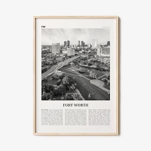 Fort Worth Print Black and White No 1, Fort Worth Wall Art, Fort Worth Poster, Fort Worth Photo, Texas, USA, United States, North America