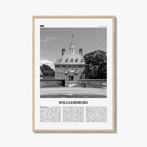 Impresión en blanco y negro de Williamsburg, Virginia, arte de pared de Williamsburg, póster de Williamsburg, fotografía de Williamsburg, decoración de pared de Williamsburg