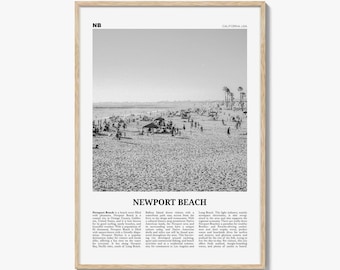 Newport Beach Poster Print Black and White, California Travel Wall Art, Coastal Photography