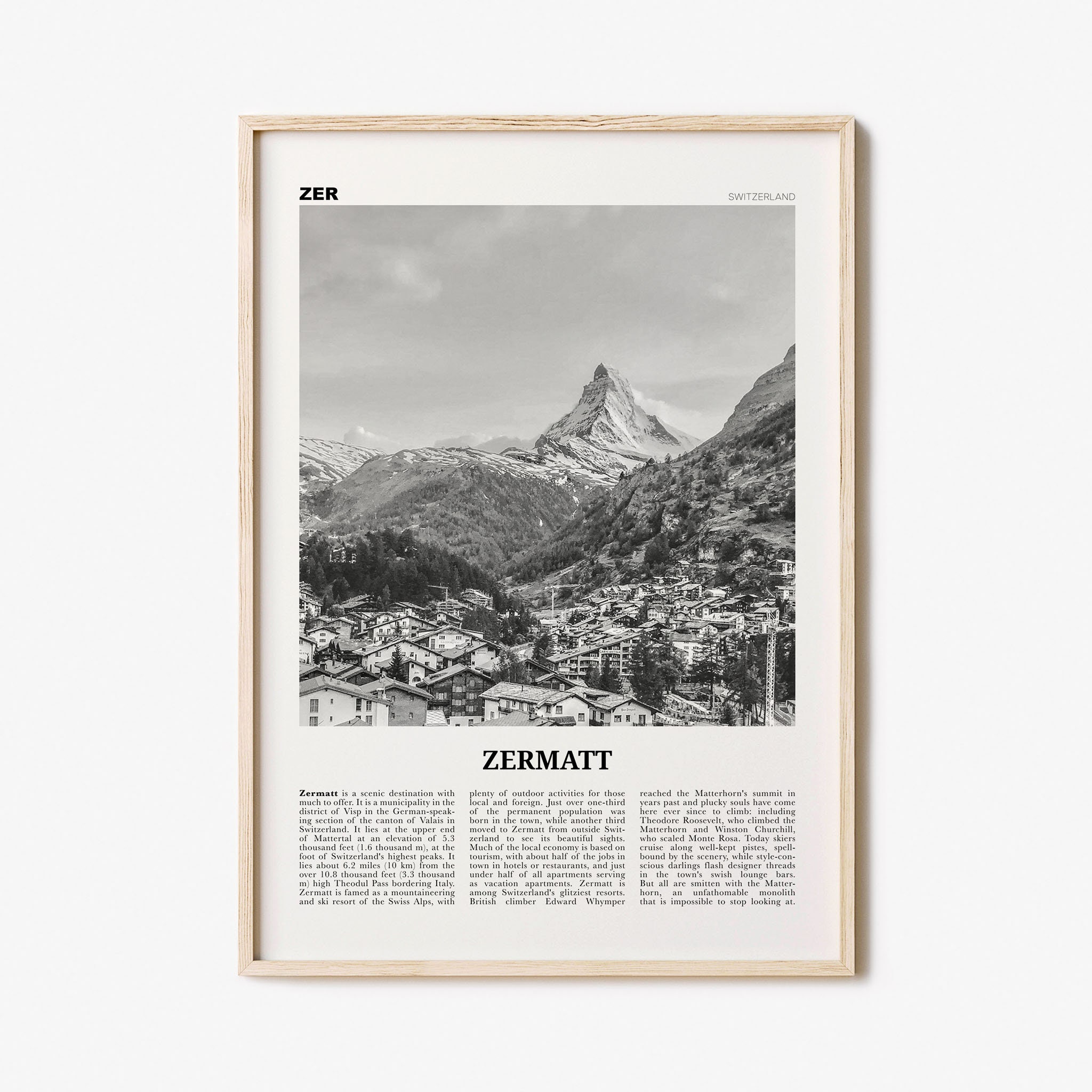 Zermatt Print Black and White Zermatt Wall Art Zermatt Etsy