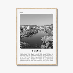 Ourense Print Black and White, Ourense Wall Art, Ourense Poster, Ourense Photo, Ourense Wall Décor, Ourense Map, Spain