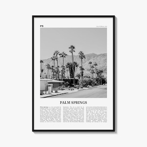 Palm Springs Poster, Black and White Photo Print, Travel Newspaper Wall Art, Home Decor image 1