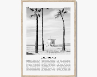 California Poster Print Black and White, Lifeguard Tower Photo, West Coast Wall Art