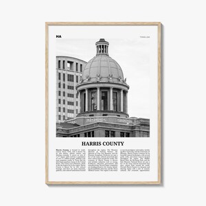 Harris County Print Black and White, Harris County Wall Art, Harris County Poster, Harris County Photo, Harris County Wall Décor, Harris Map
