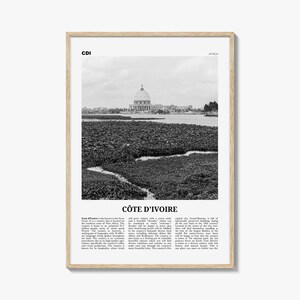 Stampa della Costa d'Avorio in bianco e nero, Arte murale della Costa d'Avorio, Poster della Costa d'Avorio, Foto della Costa d'Avorio, Stampa della Costa d'Avorio in bianco e nero
