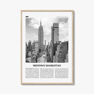 Midtown Manhattan Print Black and White, Midtown Manhattan Wall Art, Midtown Manhattan Poster, Midtown Manhattan Photo, New York, USA