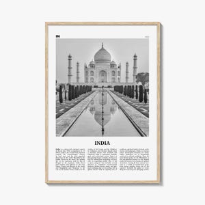 Impression de l'Inde en noir et blanc, art mural Inde, affiche de l'Inde, photo de l'Inde, République de l'Inde, Bhārat Gaṇarājya, Mumbai, New Delhi, Asie