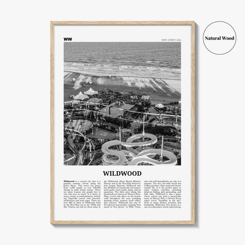 Wildwood Poster Print Black and White, New Jersey Travel Wall Art, Coastal Amusement Decor image 6