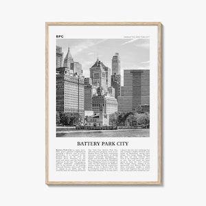 Battery Park City Print Black and White, Battery Park City Wall Art, Battery Park City Poster, Battery Park City Photo, New York City, USA