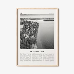 Traverse City Print Black and White, Traverse City Wall Art, Traverse City Poster, Traverse City Photo, Traverse Wall Décor, Michigan, USA