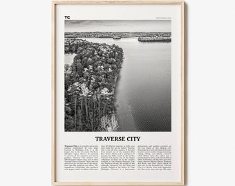 Traverse City Print Black and White, Traverse City Wall Art, Traverse City Poster, Traverse City Photo, Traverse Wall Décor, Michigan, USA