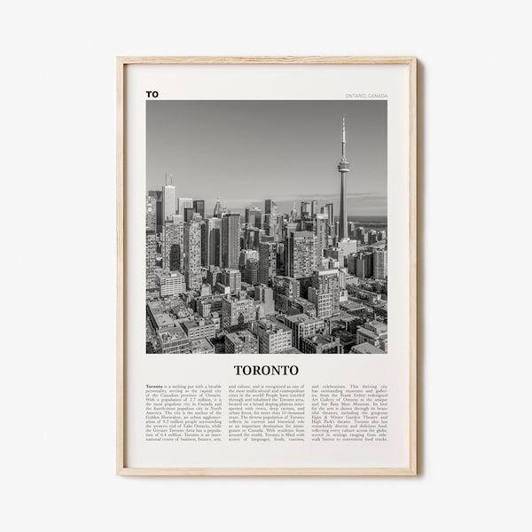 Toronto Print Black and White No 1, Toronto Wall Art, Toronto Poster, Toronto Photo, Toronto Wall Decor, Ontario, Canada, North America