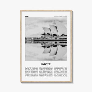 Sydney Poster Print Black and White, Sydney Opera House Photo, Australia Travel Wall Art