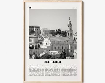 Bethlehem Print Black and White, Bethlehem Wall Art, Bethlehem Poster, Bethlehem Photo, Bethlehem Map, Palestine