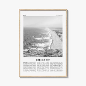 Bodega Bay Poster Schwarz und Weiß, Kalifornien Reise Wandkunst, Pazifik Küsten Dekor
