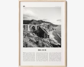 Big Sur Print Black and White No 1, Big Sur Wall Art, Big Sur Poster, Big Sur Photo, Big Sur Decor, California, USA, United States