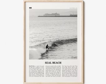 Seal Beach Print Black and White No 2, Seal Beach Wall Art, Seal Beach Poster, Seal Beach Photo, Seal Beach Map, California, USA