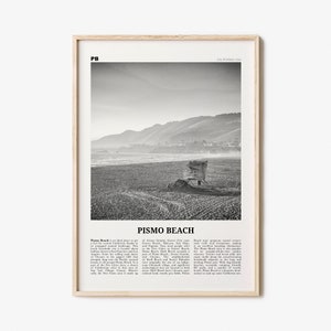 Pismo Beach Print Black and White, Pismo Beach Wall Art, Pismo Beach Poster, Pismo Beach Photo, California, USA United States, North America