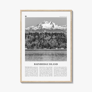 Bainbrücker Insel Poster Schwarzweiß, Bainbride Insel Wandkunst, Bainbride Insel Poster, Bainbrücke Insel Foto, Washington, USA