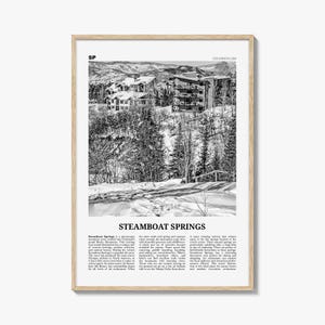 Steamboat Springs Poster Print Black and White, Colorado Travel Wall Art, Ski Resort Decor