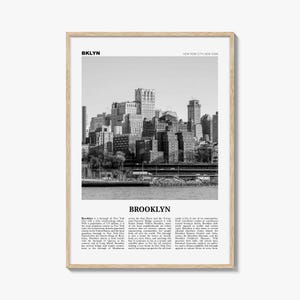 Impressão em preto e branco do Brooklyn nº 2, arte de parede do Brooklyn, pôster do Brooklyn, foto do Brooklyn, Nova York, EUA, Estados Unidos, América do Norte
