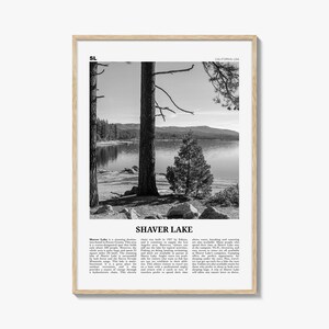 Shaver Lake print zwart-wit, Shaver Lake kunst aan de muur, Shaver Lake poster, Shaver Lake foto, Shaver Lake decor, Californië, VS