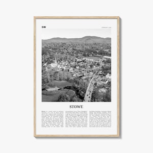 Stowe Print Black and White No 1, Stowe Wall Art, Stowe Poster, Stowe Photo, Stowe Wall Décor, Stowe Map, Vermont, USA