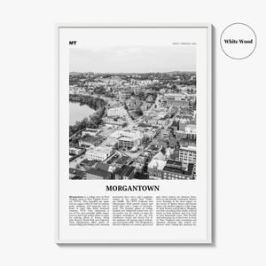 Morgantown Poster Print Black and White, West Virginia Travel Wall Art, USA City Decor image 8