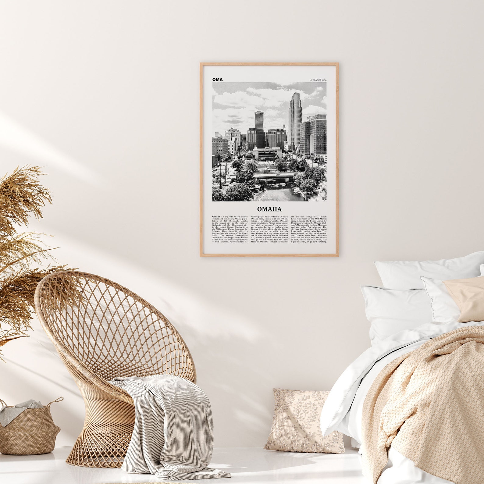 Omaha Print Black and White Skyline Omaha Wall Art Omaha Etsy