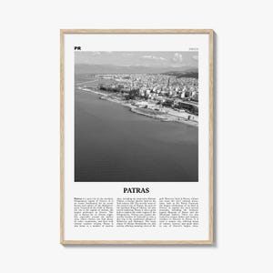 Patras Print Schwarz weiß, Patras Wandkunst, Patras Poster, Patras Foto, Patras Wanddekor, Patras Karte, Griechenland