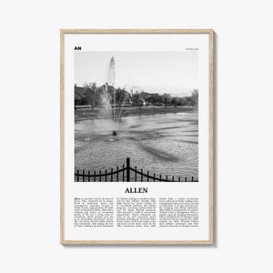 Allen Print Black and White, Allen Wall Art, Allen Poster, Allen Photo, Allen Wall Décor, Allen Map, United States
