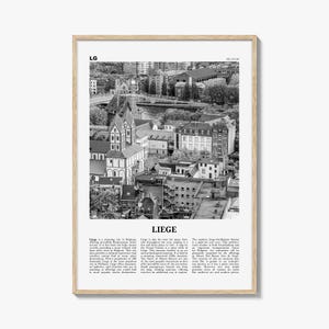 Liege Poster Schwarz und weiß, Liege Wandkunst, Liege Poster, Liege Foto, Liege Wand-Dekor, Liege Karte, Belgien