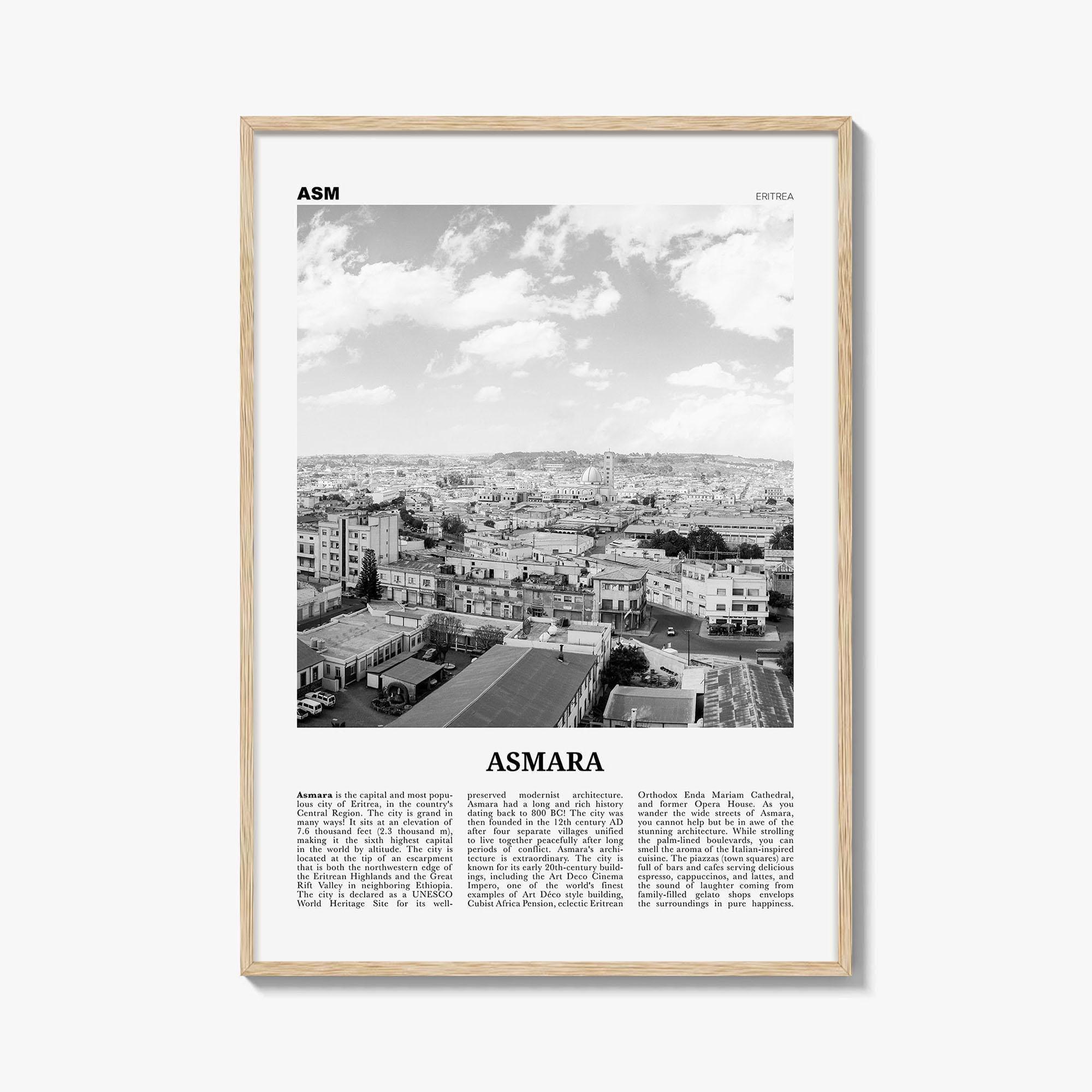 Asmara Poster Print Black and White, Eritrea Travel Wall Art
