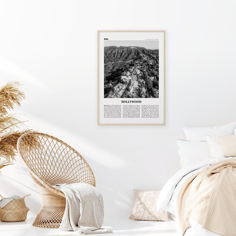 Hollywood Print Black and White Hollywood Wall Art Hollywood Etsy