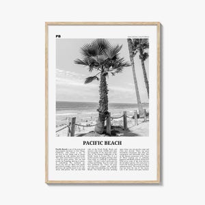 Impression Pacific Beach noir et blanc n° 2, art mural Pacific Beach, affiche Pacific Beach, photo Pacific Beach, San Diego, Californie, États-Unis
