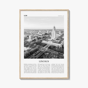 Lincoln Print Black and White, Lincoln Wall Art, Lincoln Poster, Lincoln Photo, Lincoln Wall Décor, Nebraska, USA, Stany Zjednoczone
