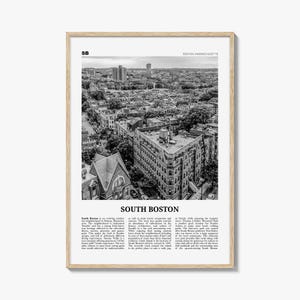 South Boston Print Black and White, South Boston Wall Art, South Boston Poster, South Boston Photo, South Boston Map, Massachusetts, USA