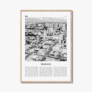 Manaus Print Black and White, Manaus Wall Art, Manaus Poster, Manaus Photo, Manaus Wall Décor, Manaus Map, Brazil