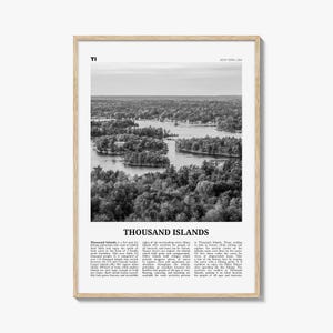 Póster de Mil Islas en blanco y negro, arte mural de viaje a Nueva York, decoración natural
