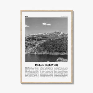 Impressão em preto e branco do Reservatório Dillon, arte de parede do Reservatório Dillon, pôster do Reservatório Dillon, foto do Reservatório Dillon, Colorado, EUA