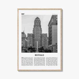 Buffalo Print Black and White No 1, Buffalo Wall Art, Buffalo Poster, Buffalo Photo, Buffalo Decor, New York, USA, United States, America