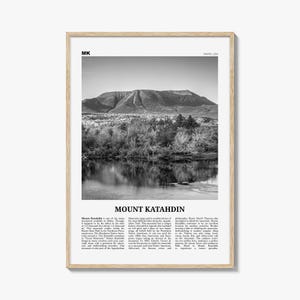 Mount Katahdin Print Black and White, Mount Katahdin Wall Art, Mount Katahdin Poster, Mount Katahdin Photo, Maine, USA